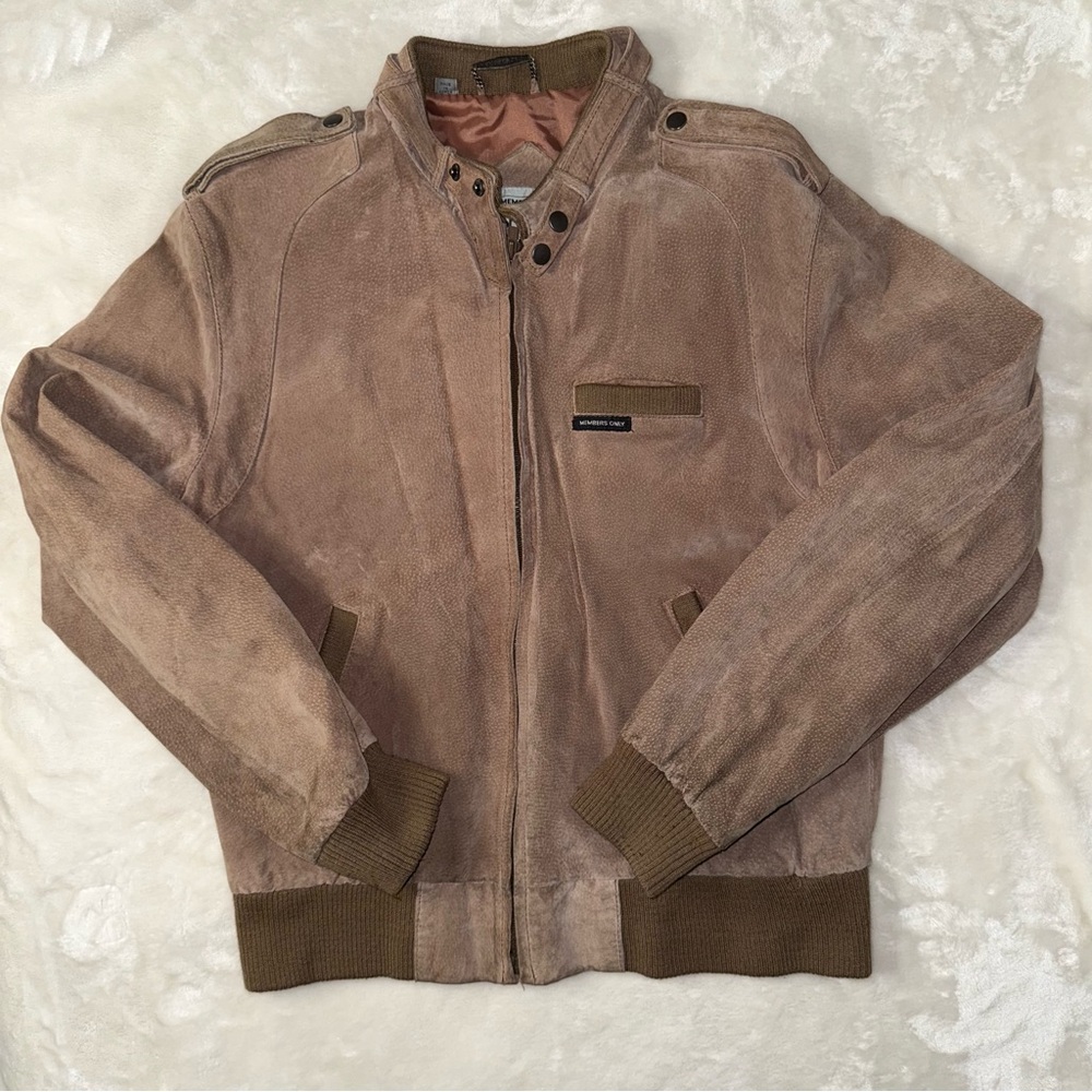 Members Only Genuine Leather Bomber Jacket